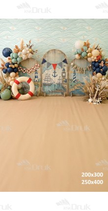 Tło fotograficzne „Morska przygoda – latarnia i statek” | UB_864